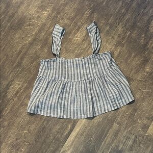 Peach Love California Blue Striped Crop Top
